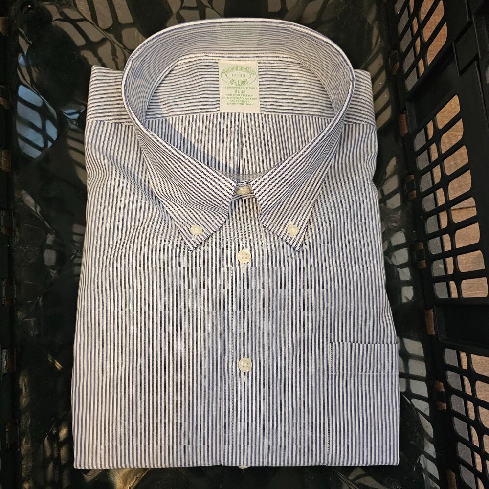 Brooks Brothers Blue & White Striped Button Up